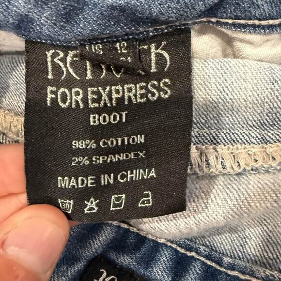 RF Rock LA Express Boot Cut Y2K Low Rise Distressed Denim Jeans Womens 12 Grunge - Picture 10 of 10